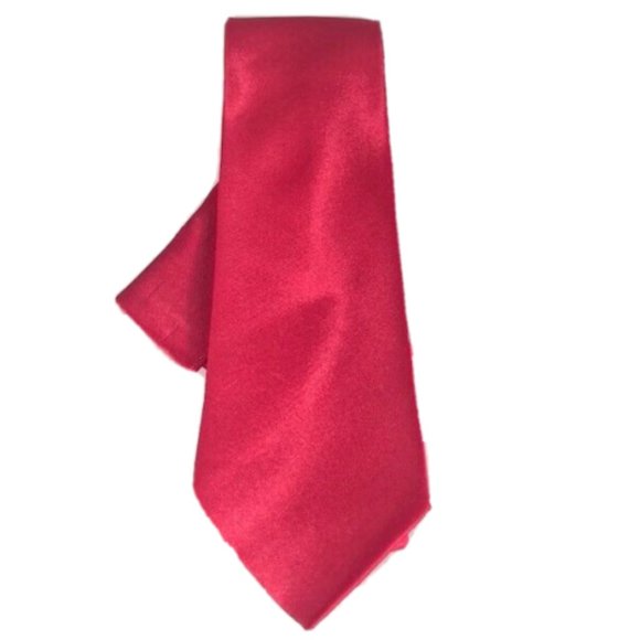 Tal's Men's Solid Red Tie & Hanky Set 100% Polyester 3.5" Wide - Picture 3 of 3